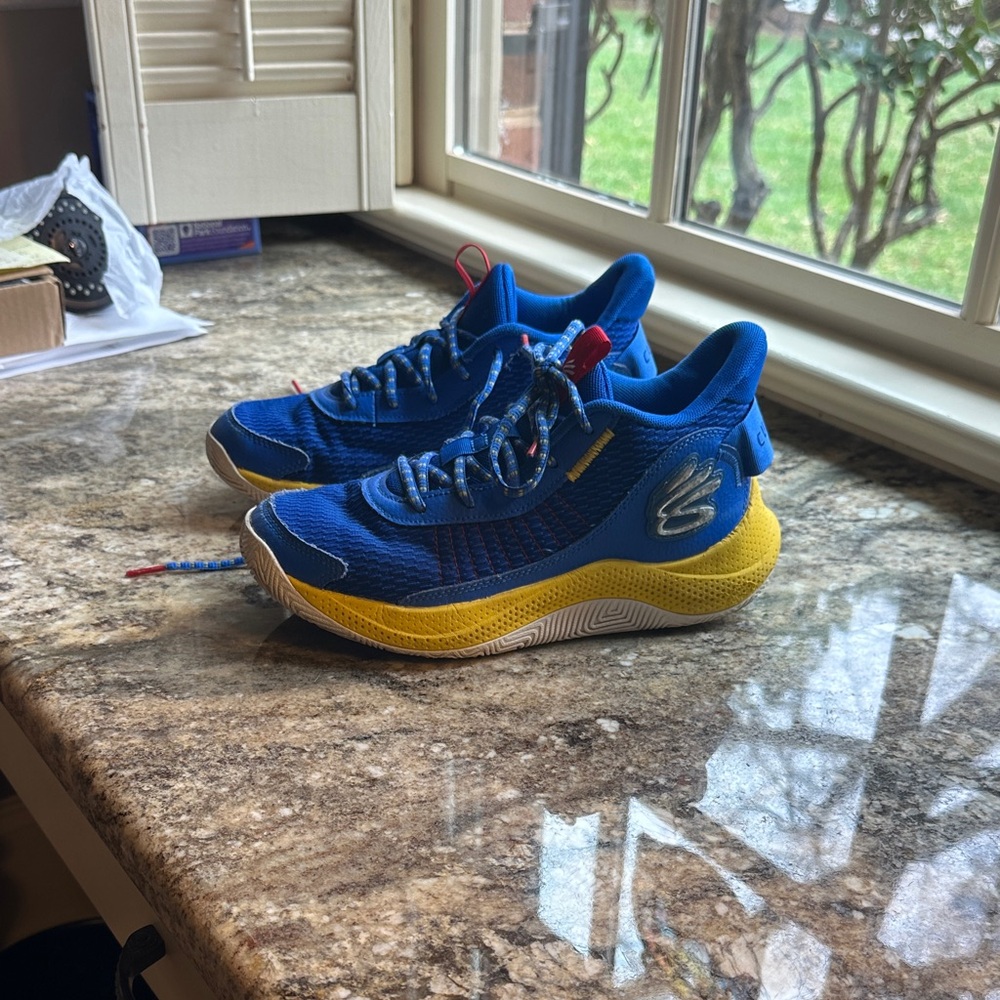 Kids Blue and Yellow Curry Athletic Shoes